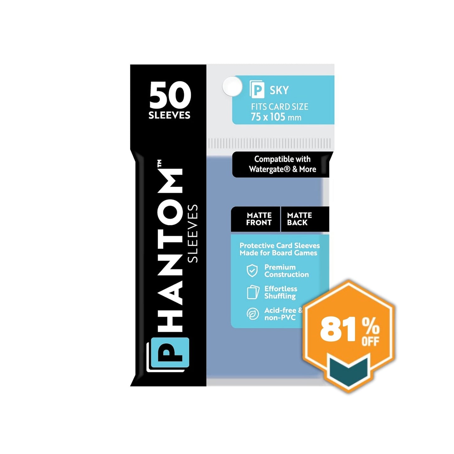 Phantom Sleeves: Sky Size (75x105mm) - Matte/Matte - 50 Pack